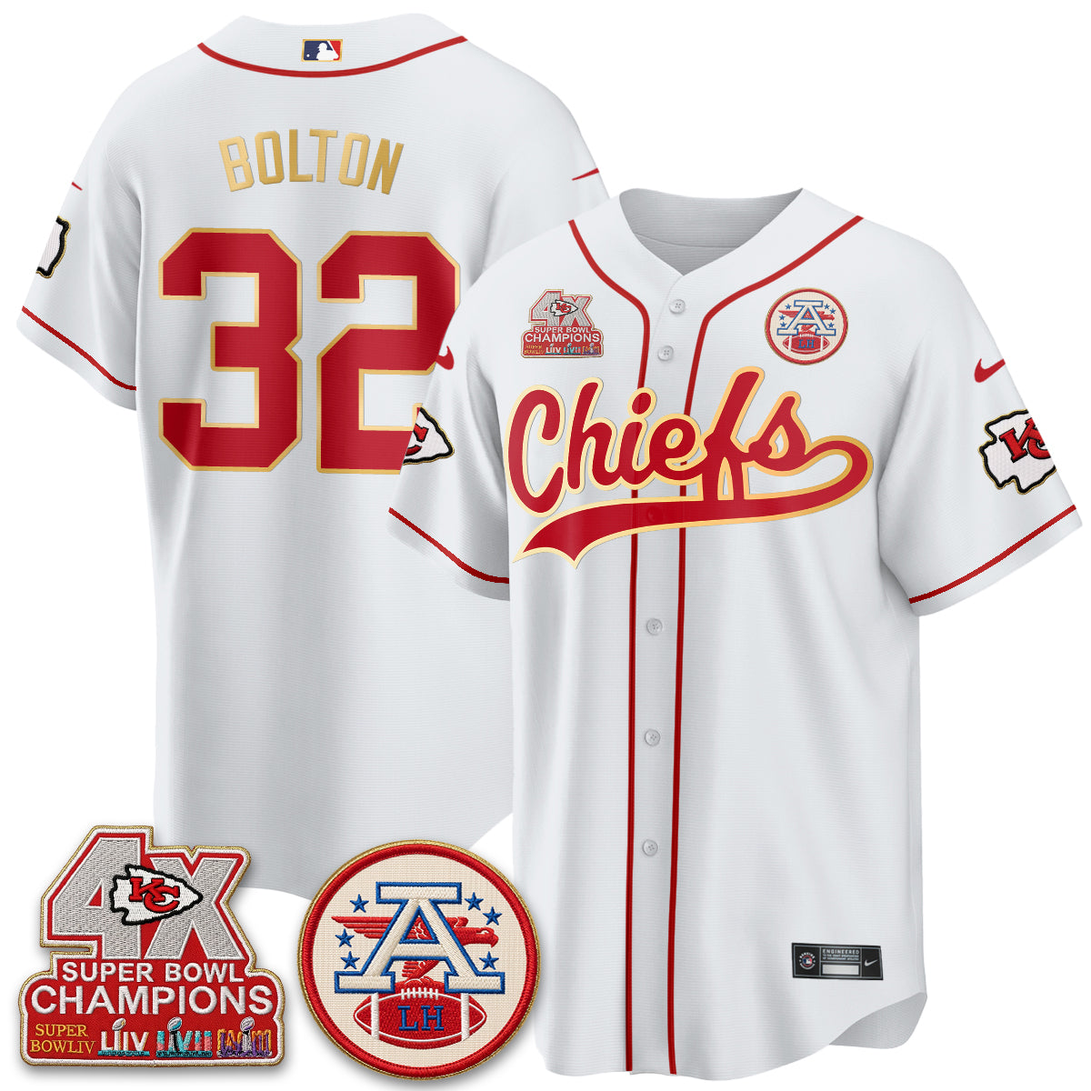 KC 4X Champs Gold Trim Edition Vapor Baseball Jersey - Stitched