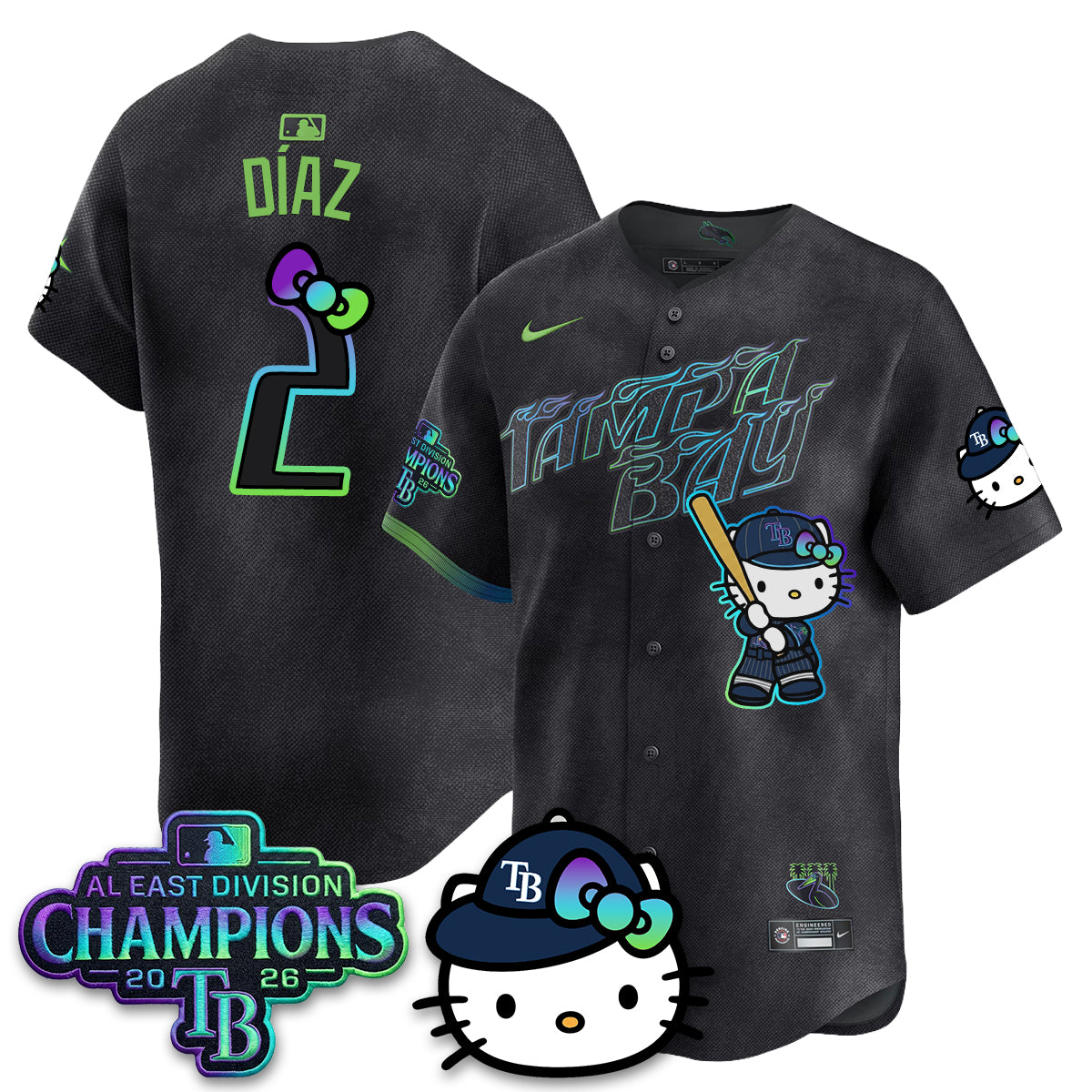 Tampa Bay Rays x Meow KT 2026 AL East Champs Vapor Jersey - Stitched