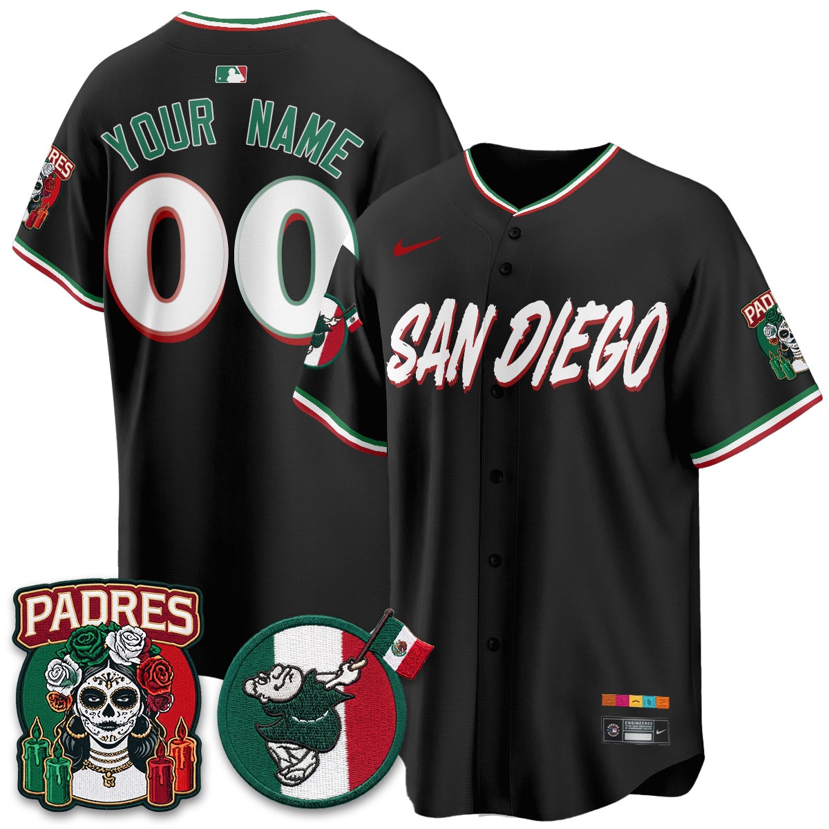 San Diego Padres City Connect Mexico Style Vapor Custom Jersey - Stitched