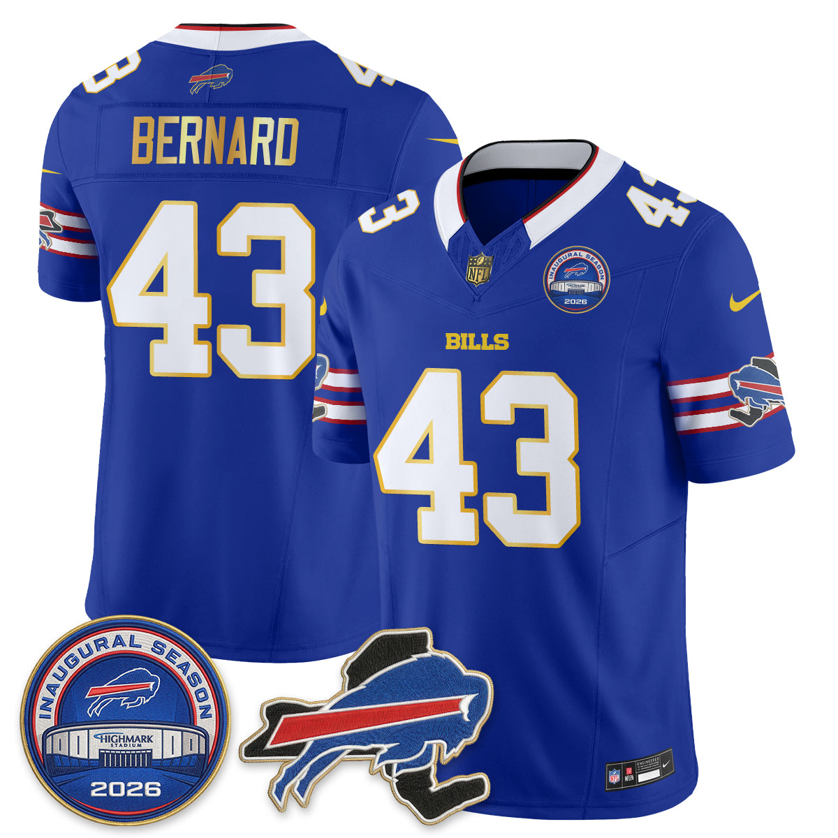 Buffalo Bills 2026 Gold Trim Edition Vapor Jersey - Stitched