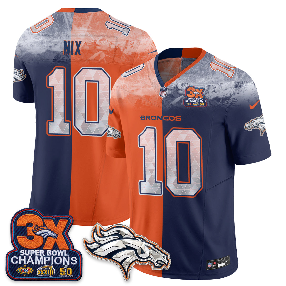 Denver Broncos Mile High Split Edition Vapor Jersey - Stitched