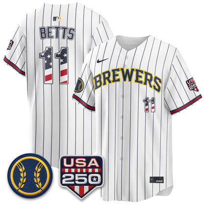 Milwaukee Brewers Fourth of July Vapor Limited Jersey - Stitched