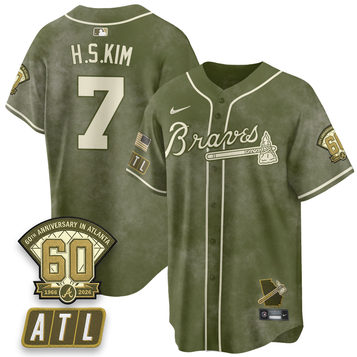 ATL New Era Olive 2026 Armed Forces Day Vapor Limited Jersey - All Stitched