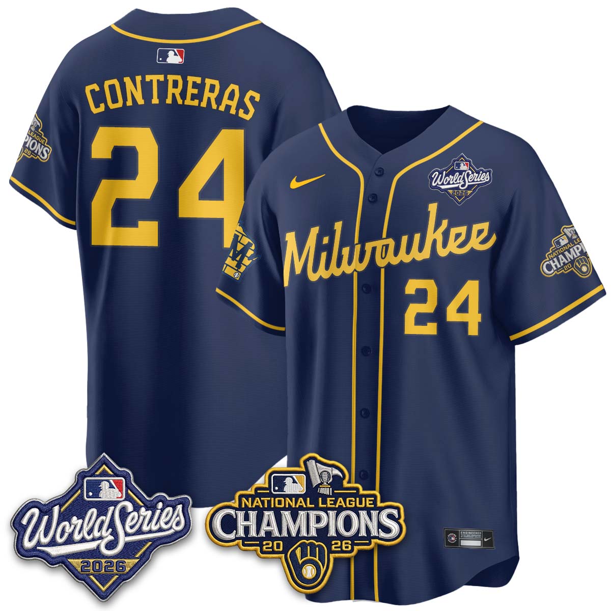 MIL W.S 26 & 2026 NL Champions Navy Jersey - Stitched
