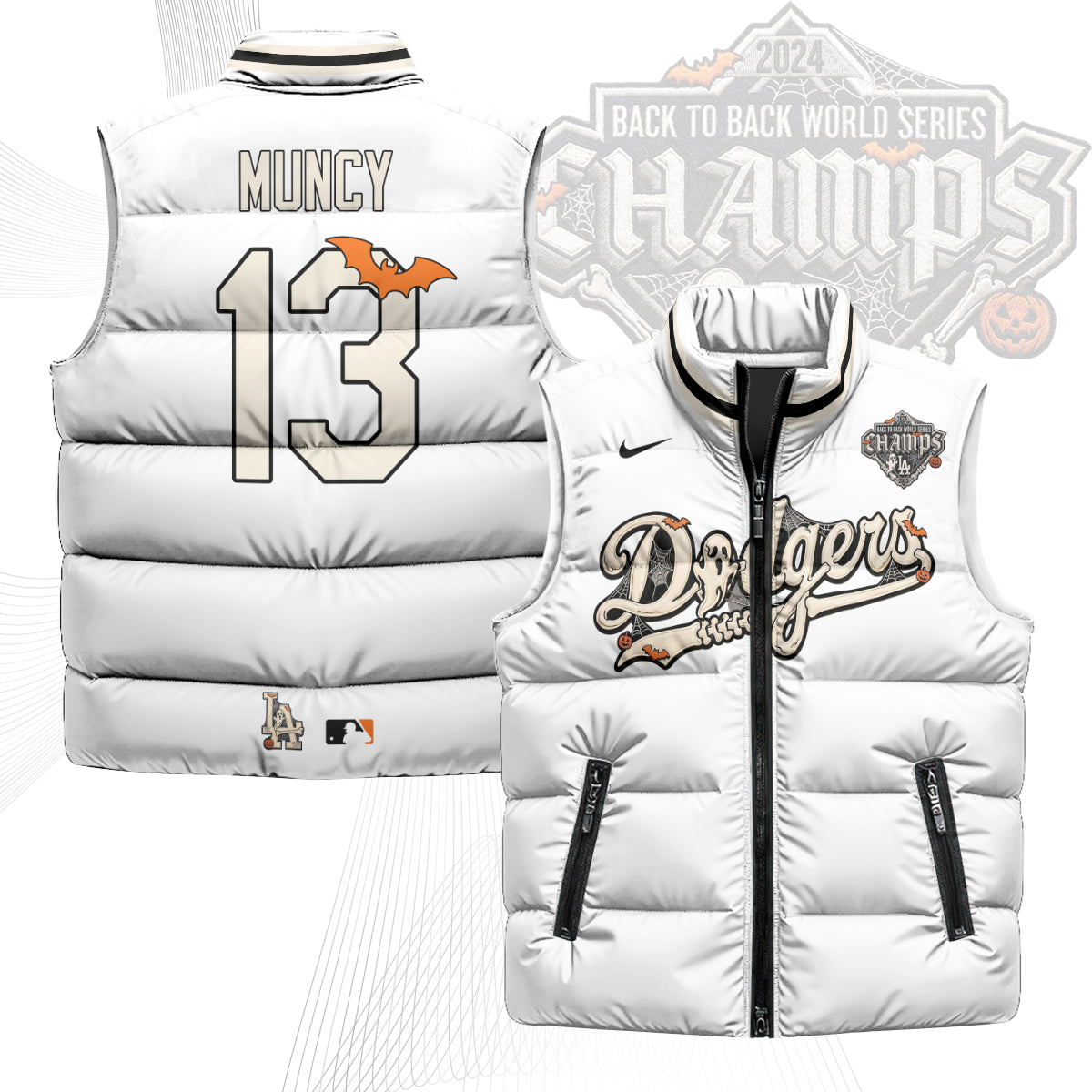 Los Angeles Dodgers Halloween 2026 Unisex Puffer Vest - Printed