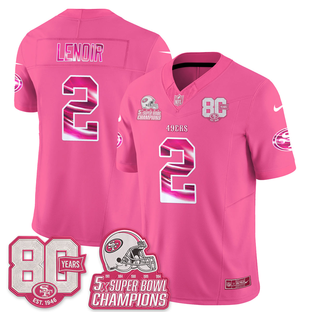 San Francisco 49ers Pink Edition Vapor Jersey - Stitched