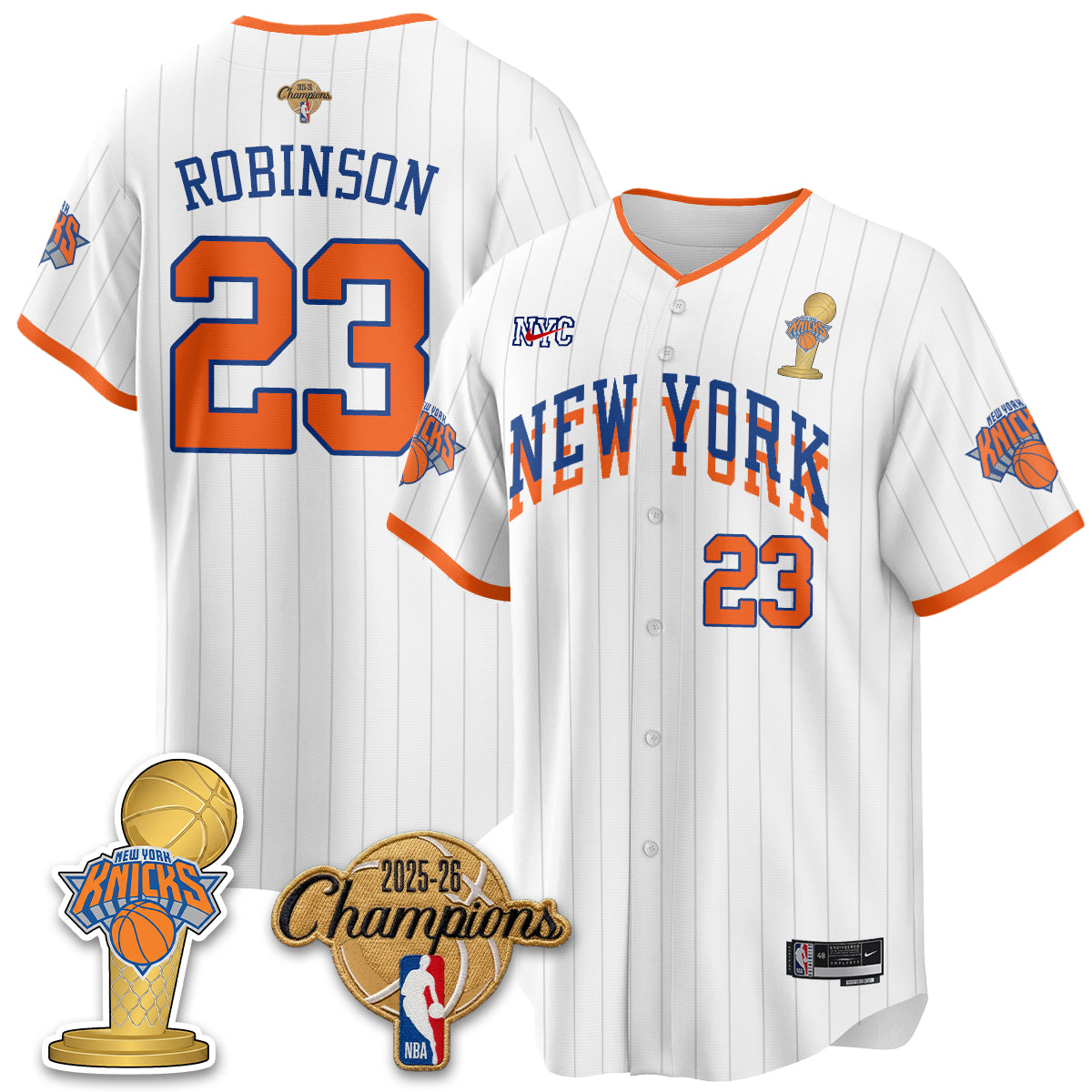 NYK 2026 NBA Champions Vapor Black Gold Jersey - Stitched