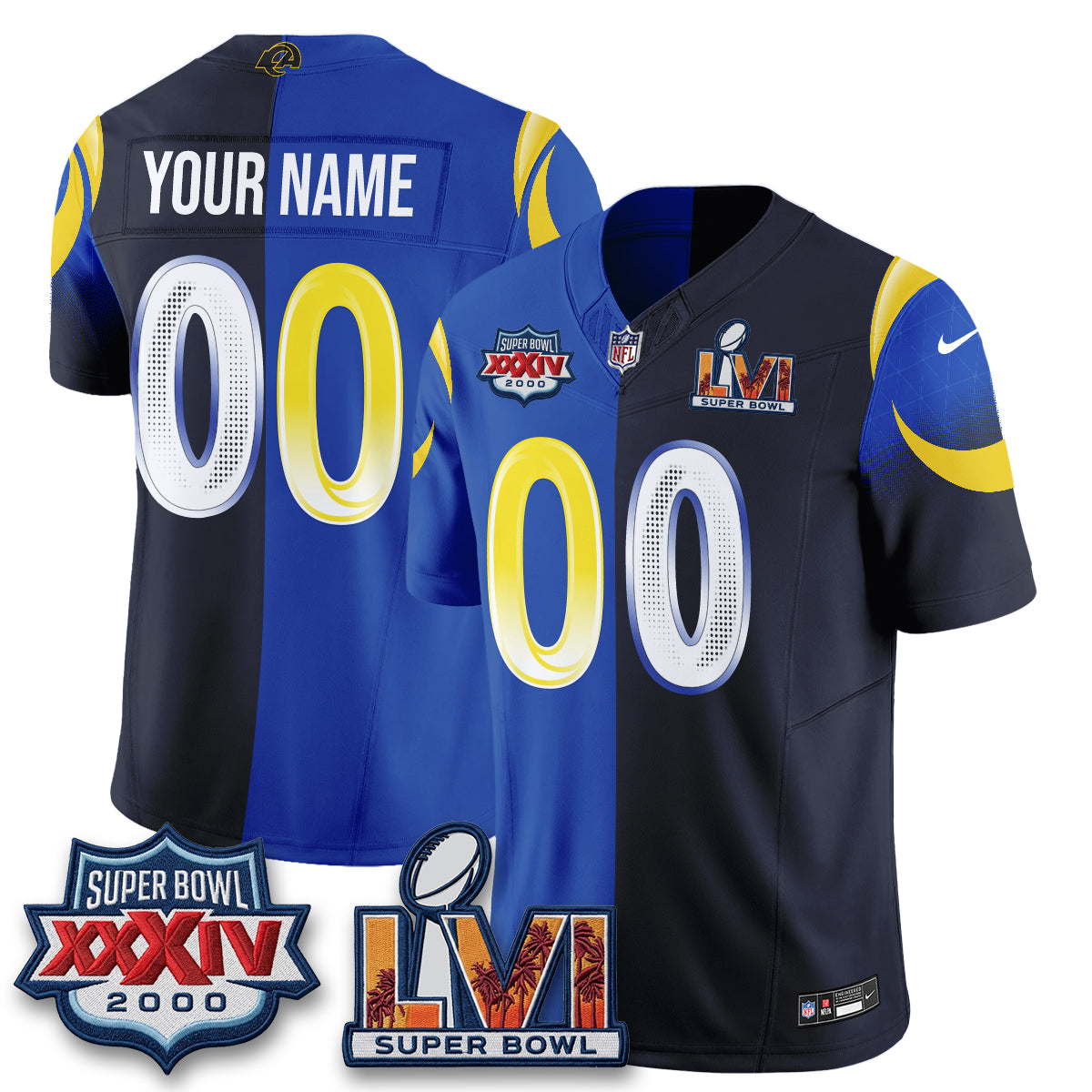 Los Angeles Rams Rivalries Split Vapor Custom Jersey - Stitched