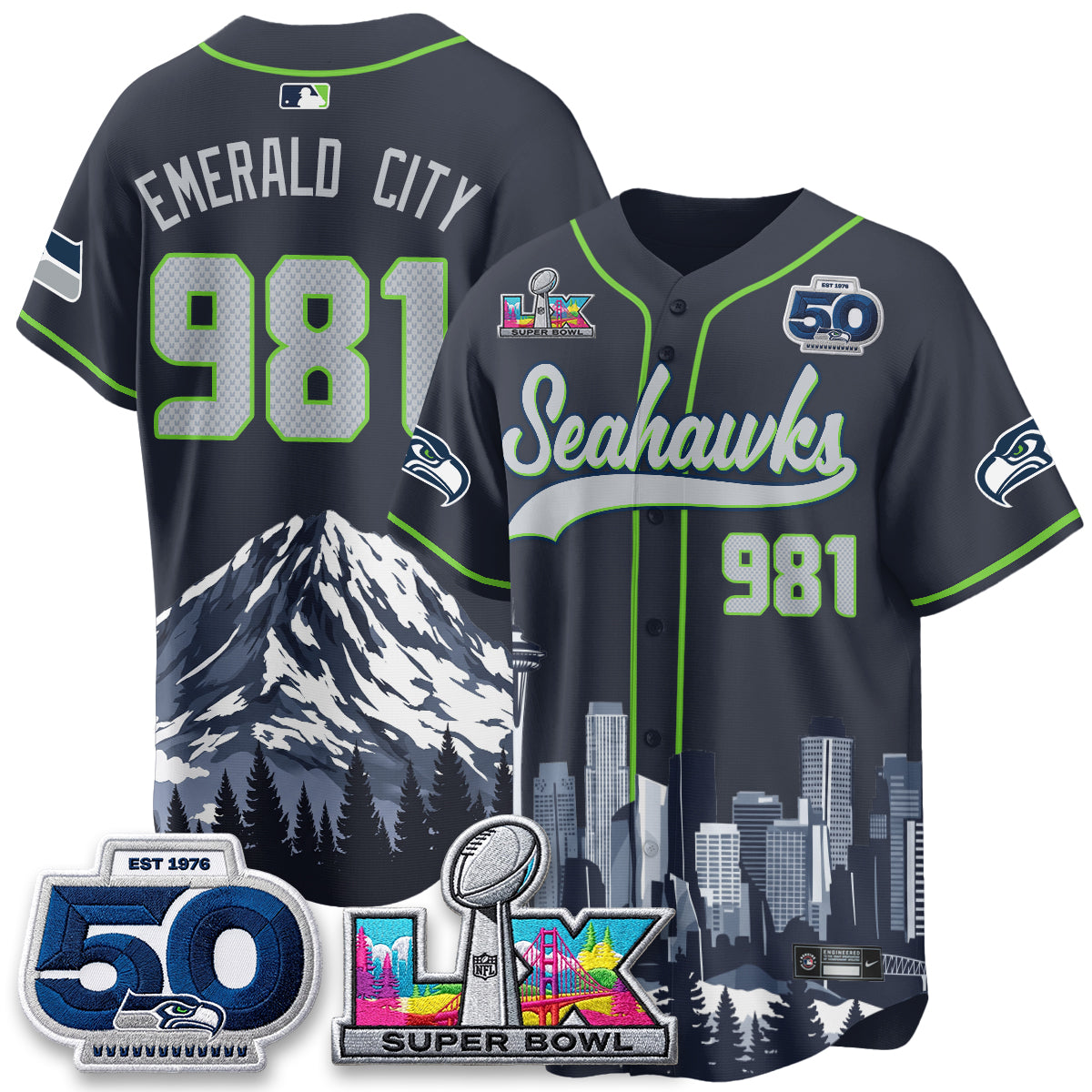 Seattle Seahawks City Edition Vapor Baseball Jersey - Stitch