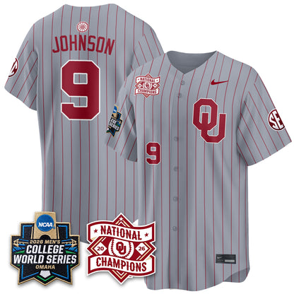 Oklahoma Sooners 2026 NCAA Baseball Men's College World Series Champions Vapor Jersey - Stitched