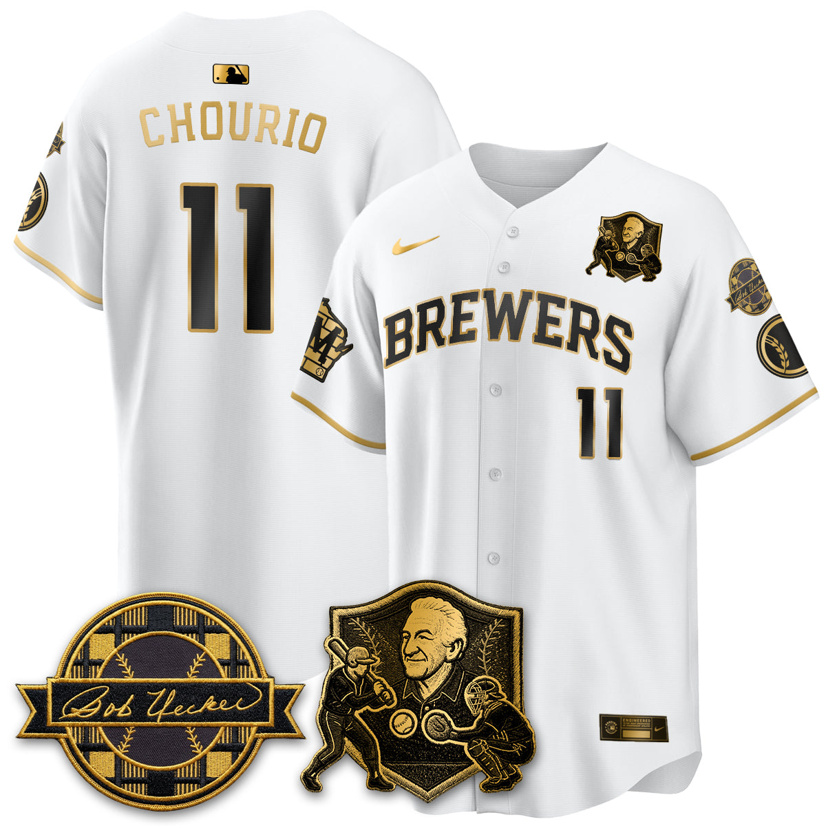 MIL Bob Uecker - 54 Seasons for Brewers' Vapor Limited Gold Jersey - All Stitched