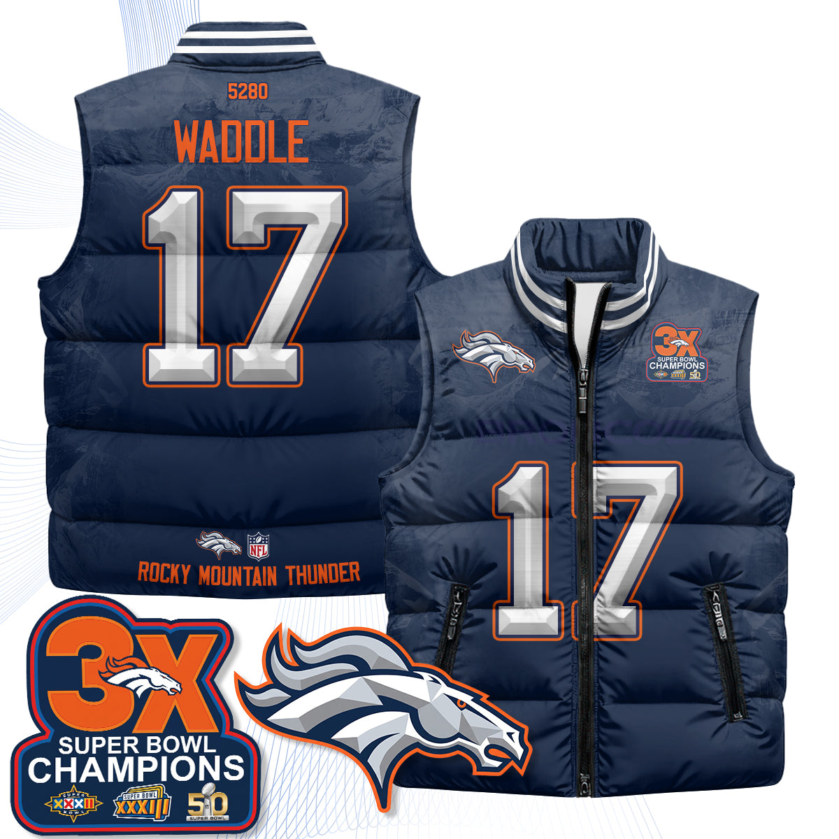 Denver Broncos Fan Gear Edition Unisex Puffer Vest - Printed