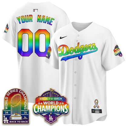 Los Angeles Dodgers Happy Pride Month Vapor Custom Jersey - Stitched