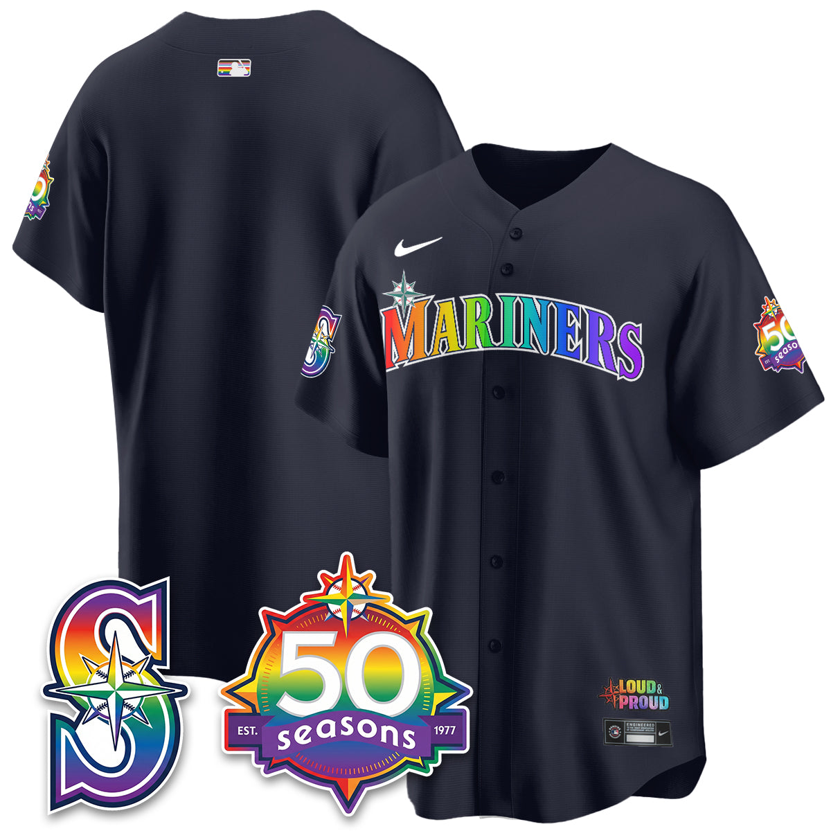 Seattle Mariners Happy Pride Month Vapor Jersey - Stitched