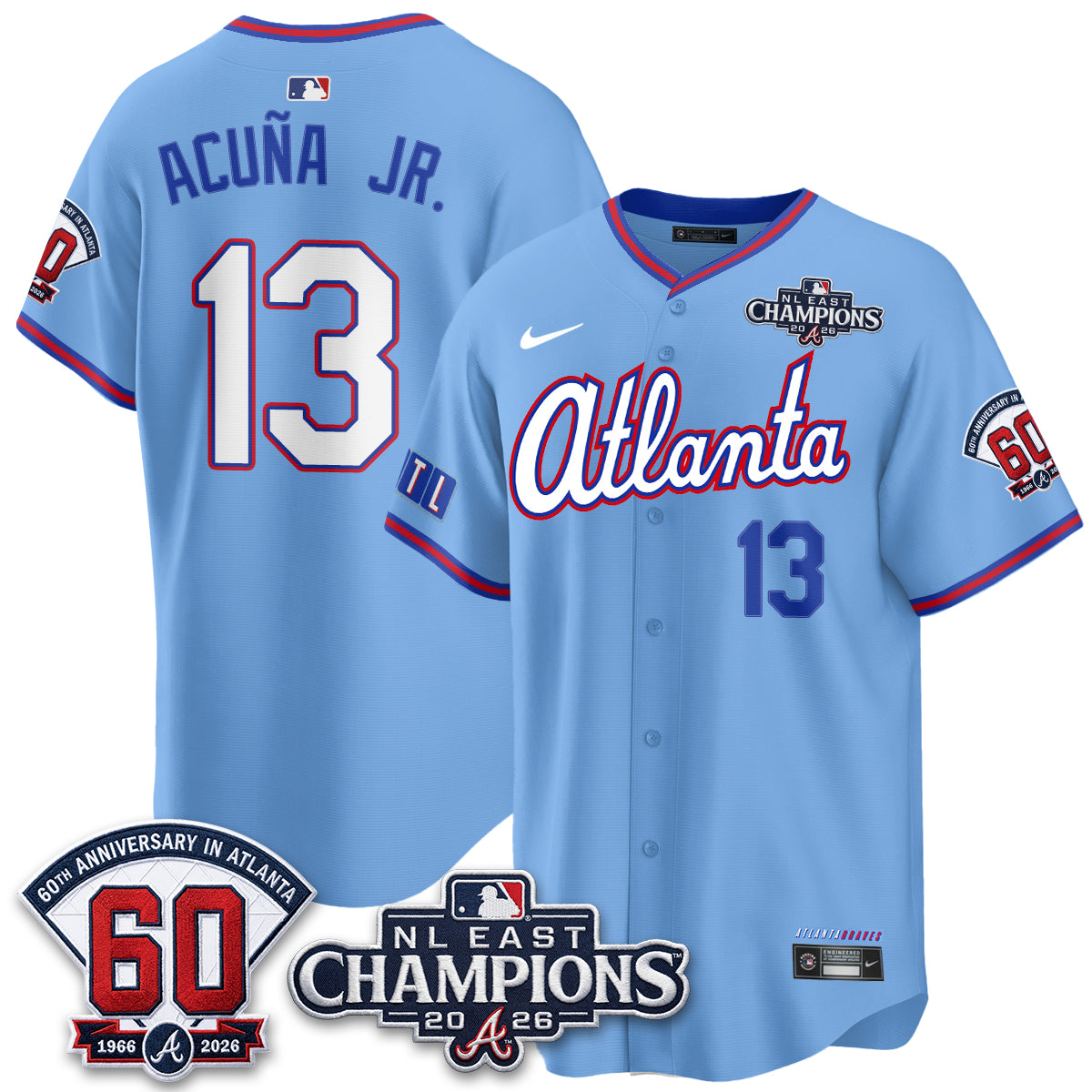 Atlanta Braves 2026 NL East Champs Vapor Jersey - Stitched