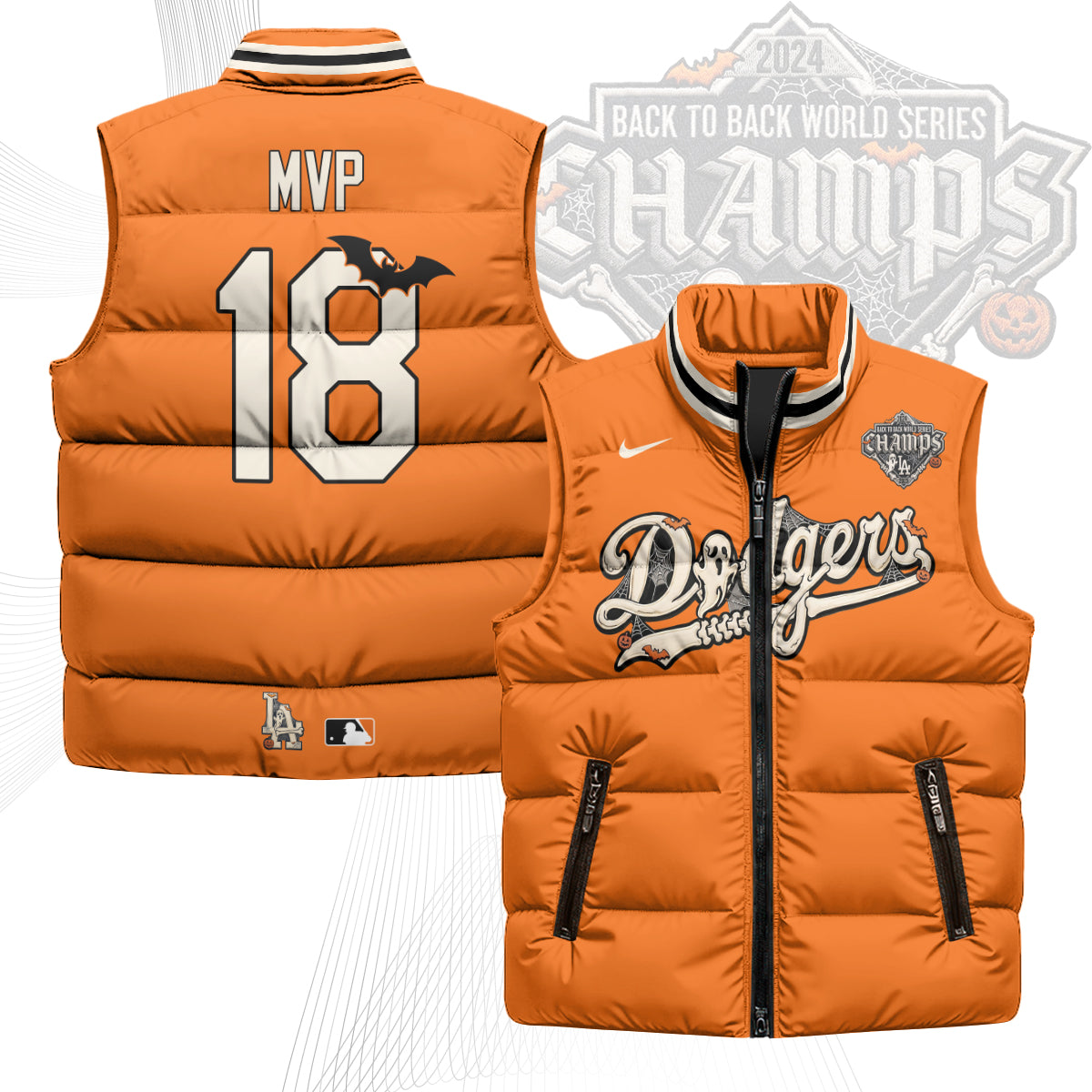 Los Angeles Dodgers Halloween 2026 Unisex Puffer Vest - Printed