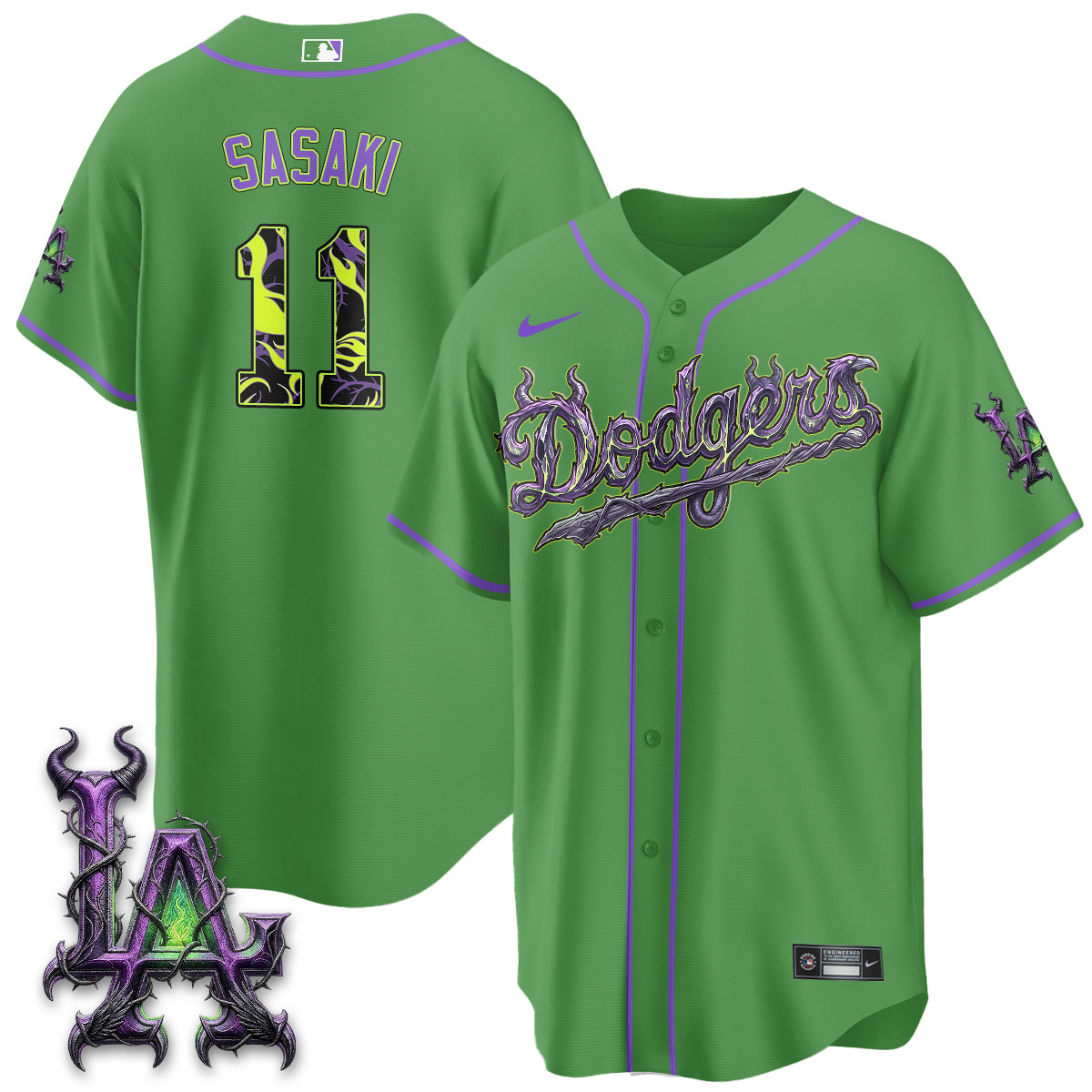 Los Angeles Dodgers Villains Halloween - Horned Queen Vapor Jersey- Stitched