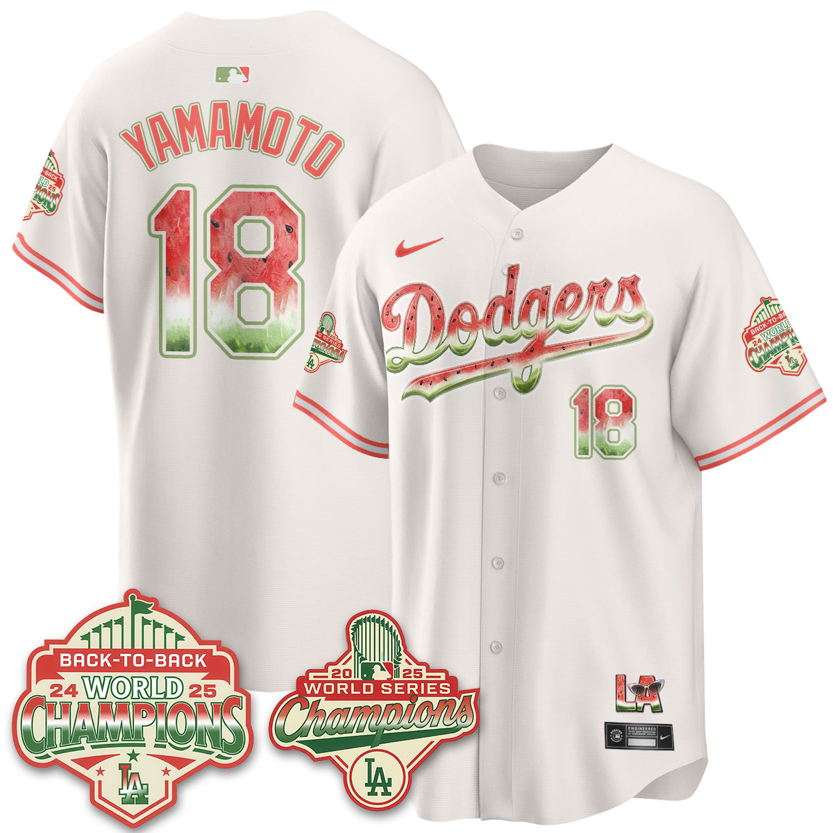 Los Angeles Dodgers National Watermelon Day Vapor Jersey - Stitched