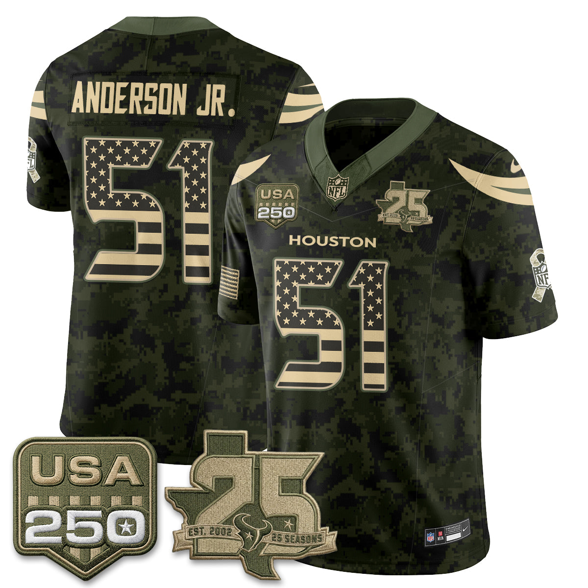 Houston Texans 2026 Salute to Service Edition Vapor Jersey - Stitched