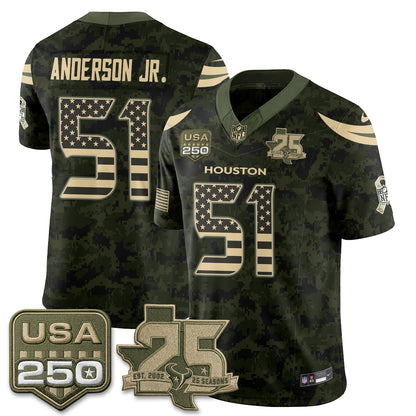 Houston Texans 2026 Salute to Service Edition Vapor Jersey - Stitched
