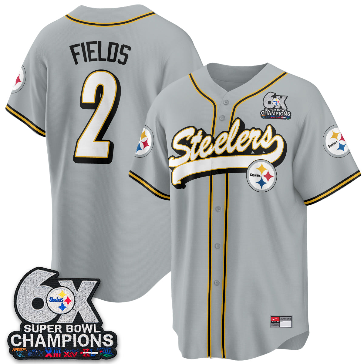 Pittsburgh Steelers 6x SBowl Baseball Vapor Jersey - Stitched