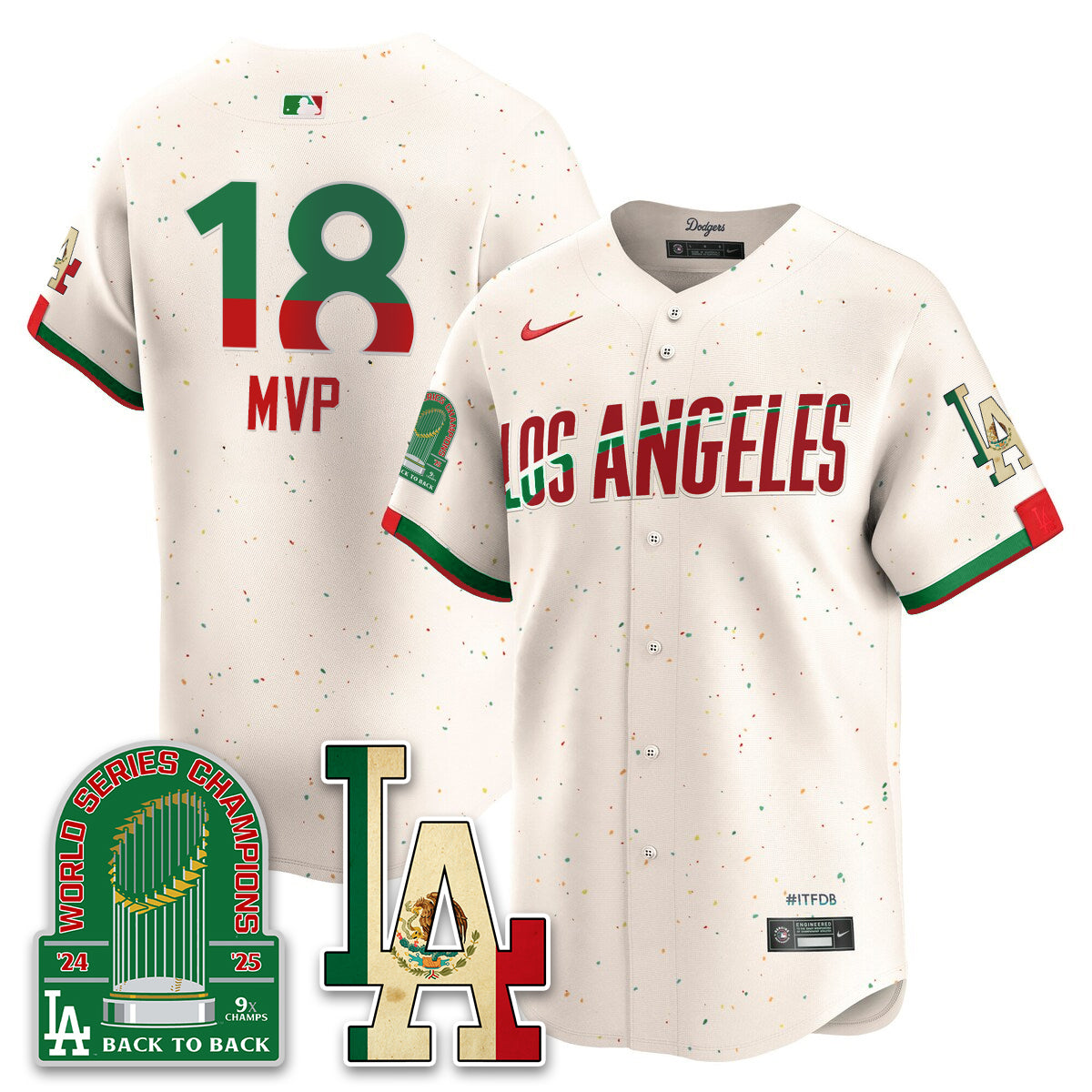 Los Angeles Dodgers Mexico Style Vapor Jersey- Stitched