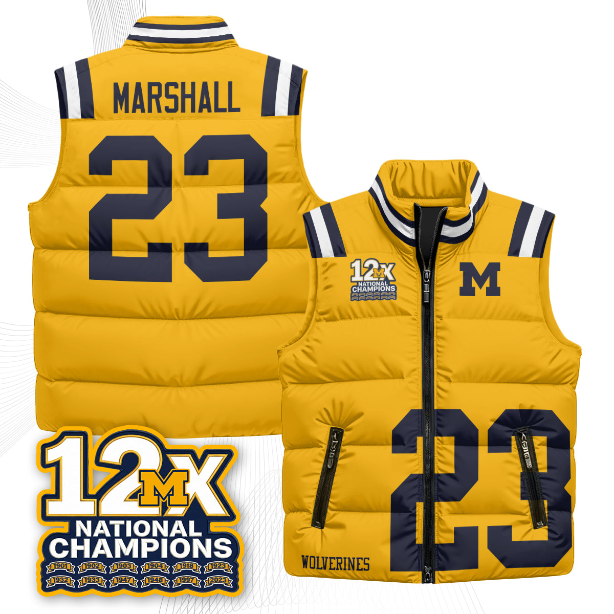 MICH 12X Champs Puffer Vest - Printed