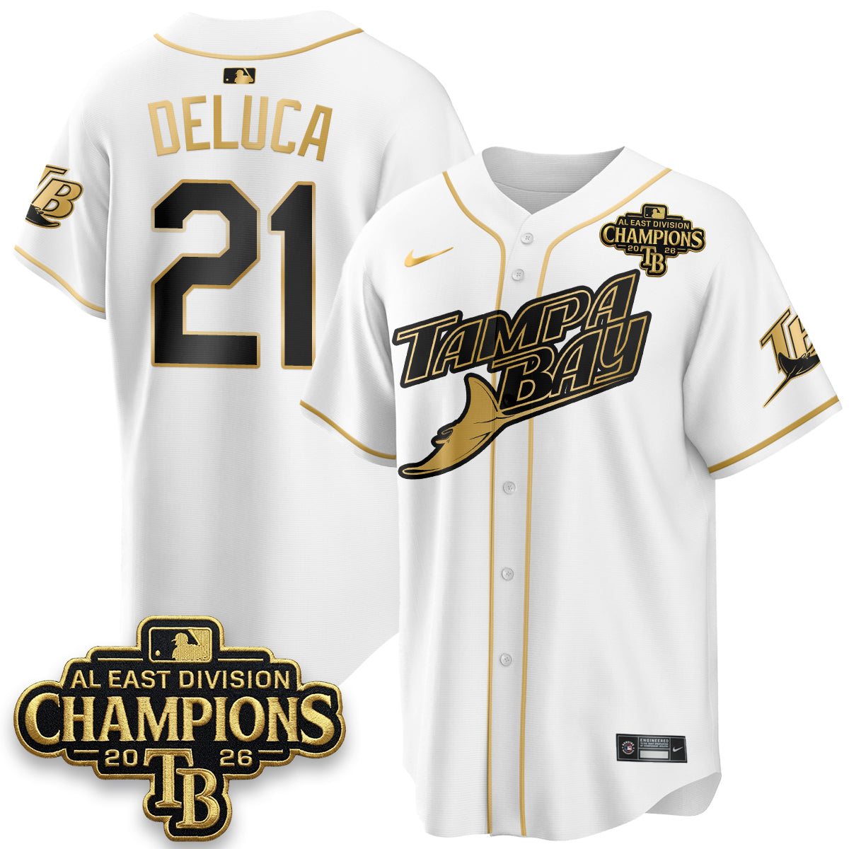 TB 2026 AL East Champs Gold Edition Vapor Jersey - Stitched
