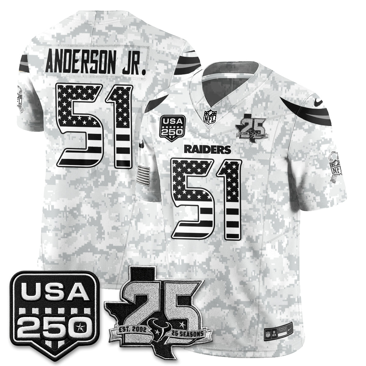 Houston Texans 2026 Salute to Service Edition Vapor Jersey - Stitched
