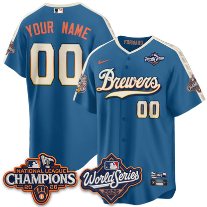 Milwaukee Brewers 2026 NL Champions City Connect Custom Vapor Jersey - Stitched