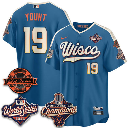 MIL 2026 WS Champions - Bob Uecker Patch Cream Jersey - Stitched (#24)