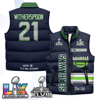 Seattle Seahawks "Go Hawks" Edition Puffer Vest - Printed