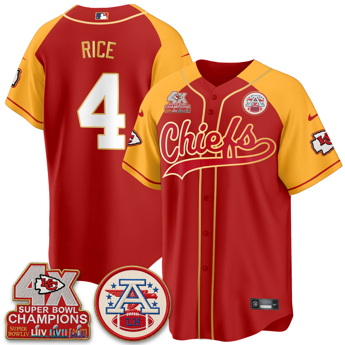 KC 4X Champs Gold Trim Edition Vapor Baseball Jersey - Stitched