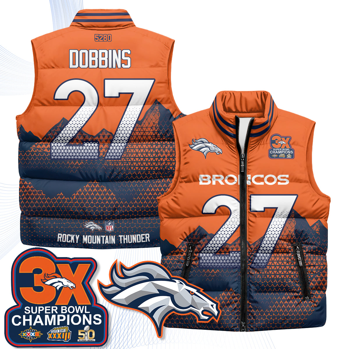 Denver Broncos Fan Gear Edition Unisex Puffer Vest - Printed
