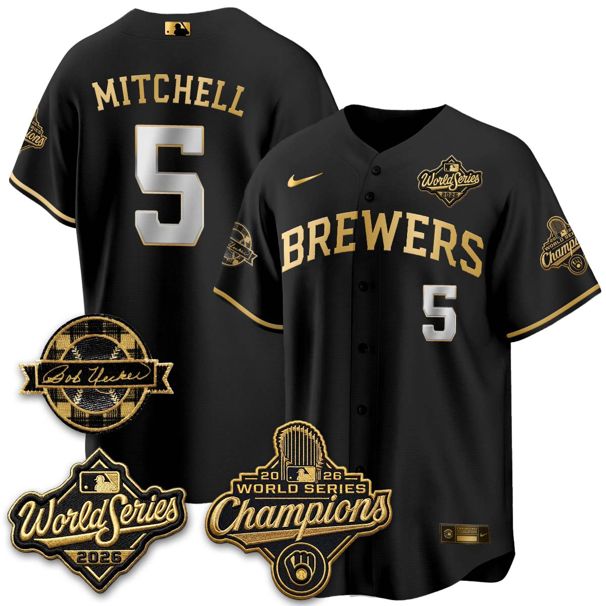 MIL 2026 WS Champions - Bob Uecker Patch Cream Jersey - Stitched (#24)