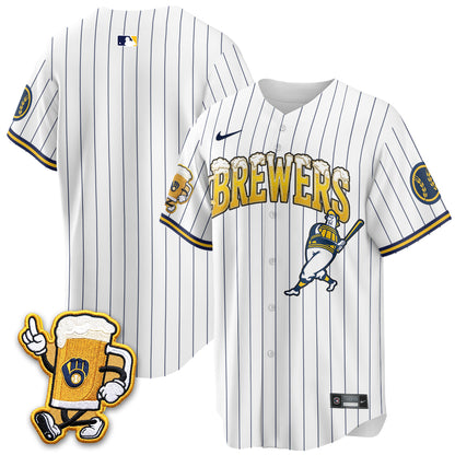 Milwaukee Brewers "Pitcher & Pint" Edition Vapor Jersey V2 - Stitched