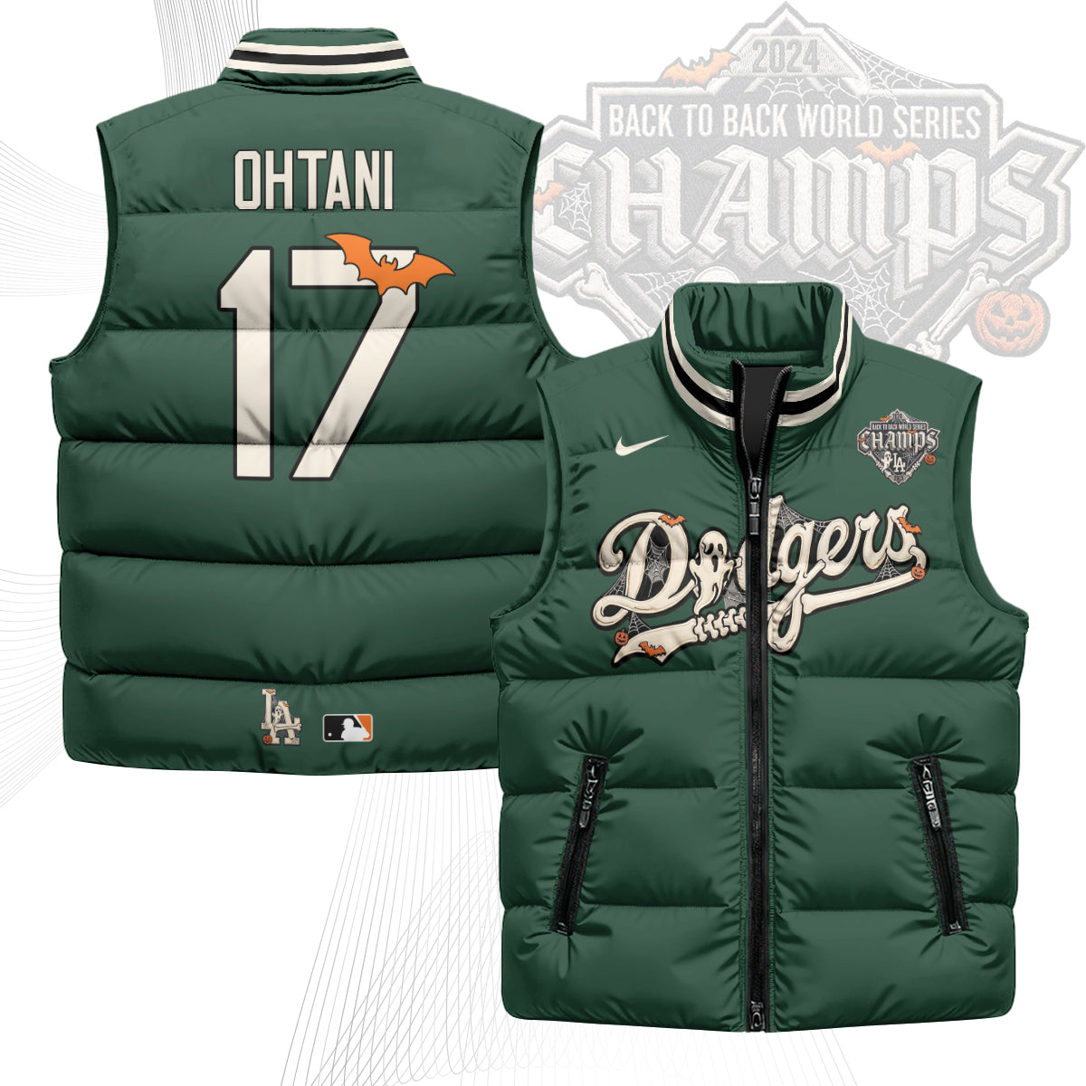 Los Angeles Dodgers Halloween 2026 Unisex Puffer Vest - Printed
