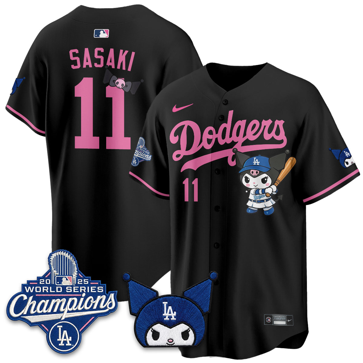 Los Angeles Dodgers Kuromi Edition Vapor Jersey - Stitched