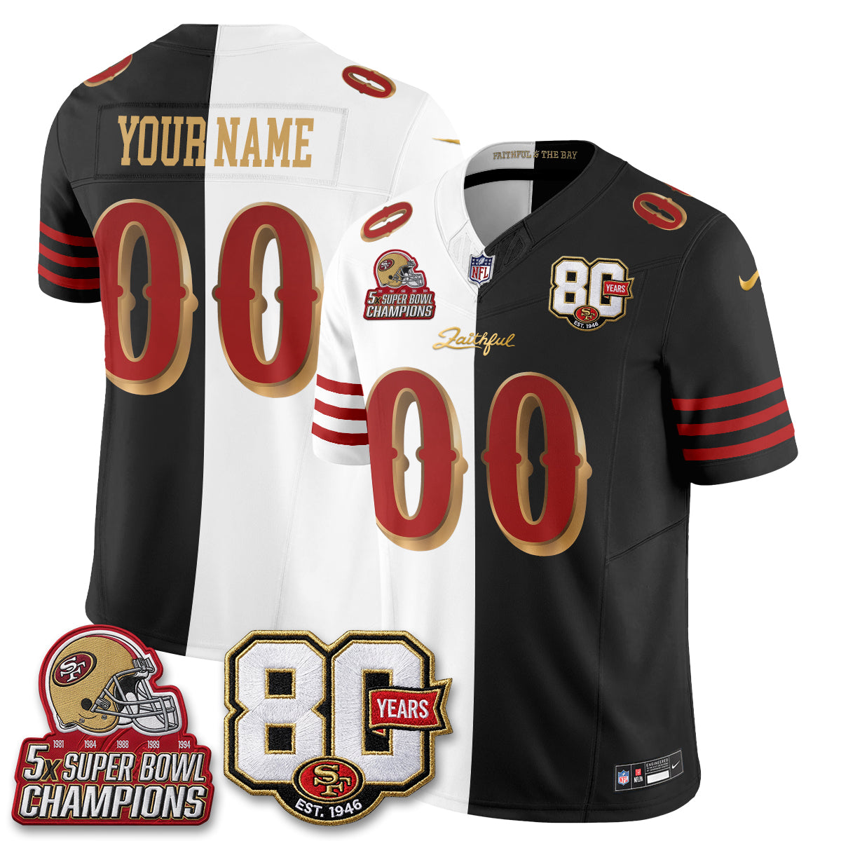 SF Rivalries Split Edition Vapor Custom Jersey - Stitched