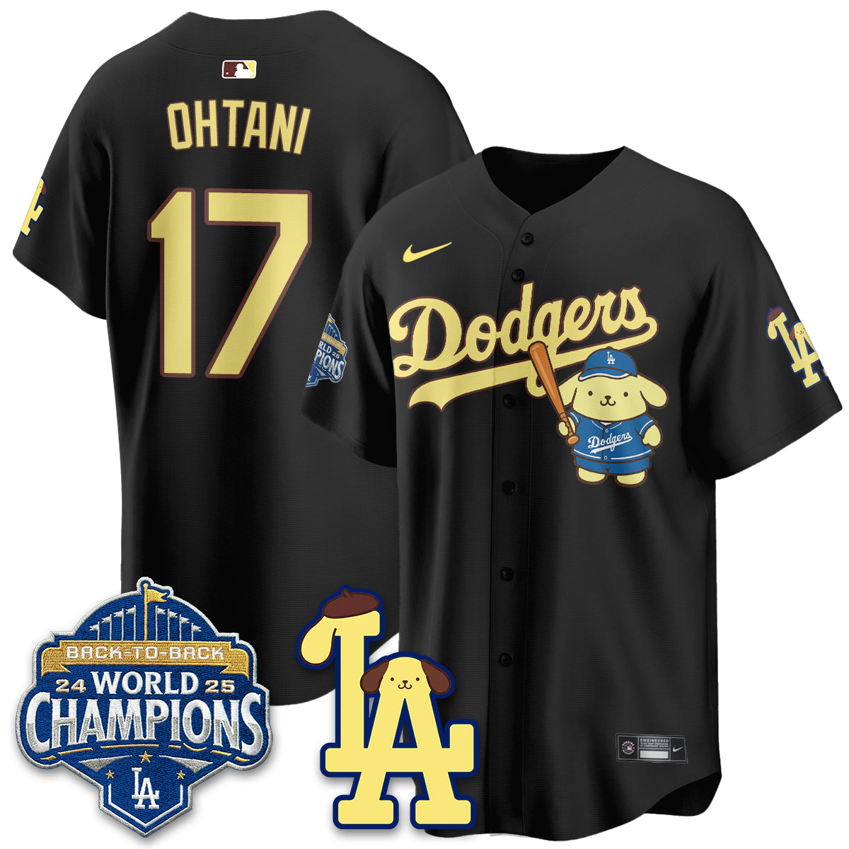 Los Angeles Dodgers Pompompurin Edition Vapor Jersey - Stitched