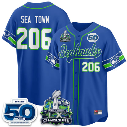 Seattle Seahawks SB LX Champs Vapor Baseball Jersey - Stitch