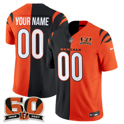 Cincinnati Bengals Split Edition Vapor Custom Jersey - Stitched