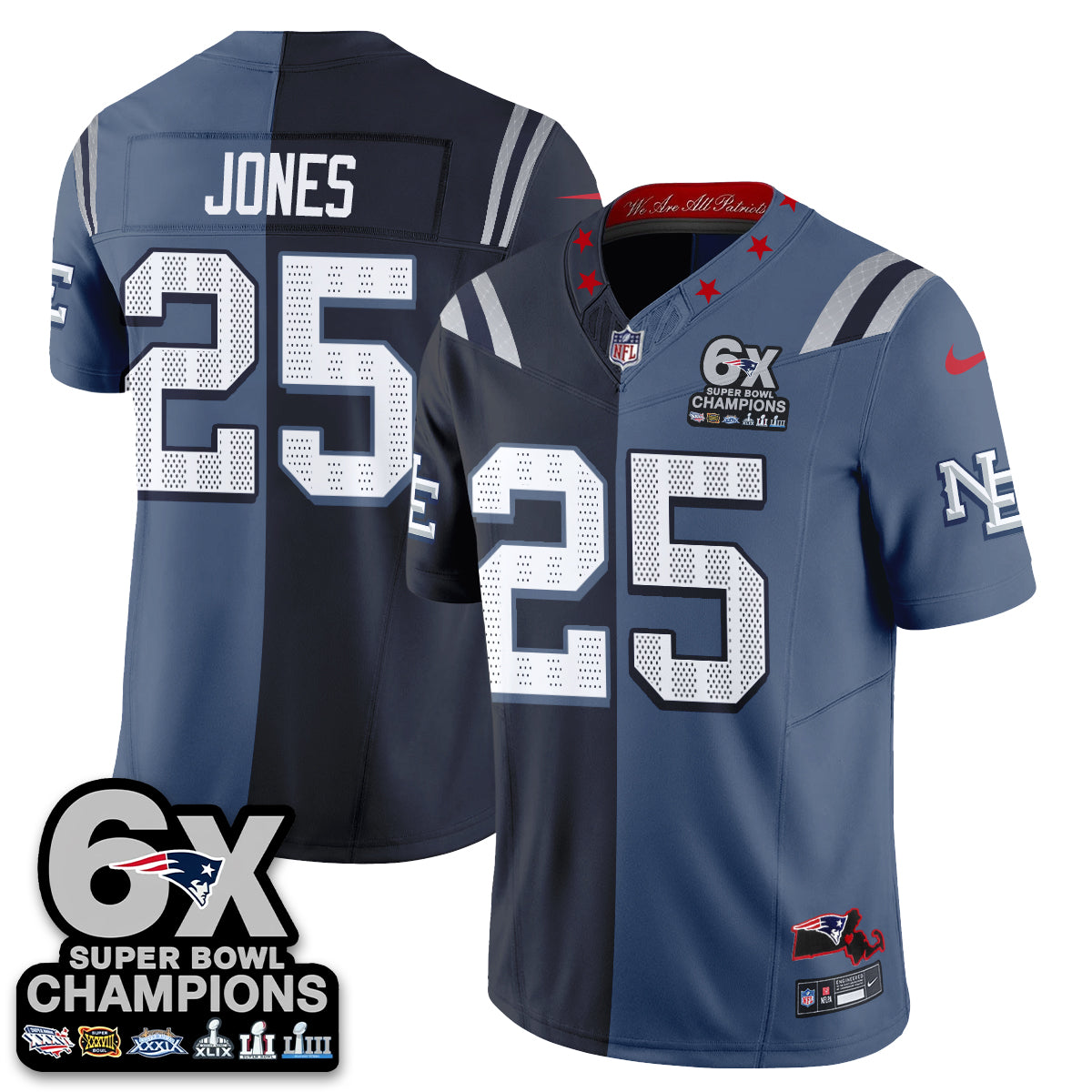 New England Patriots Rivalries Split Edition Vapor Jersey - Stitched