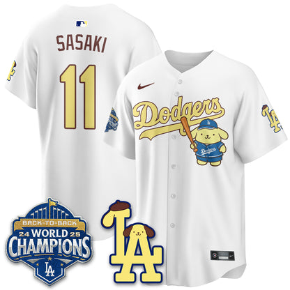 Los Angeles Dodgers Pompompurin Edition Vapor Jersey - Stitched