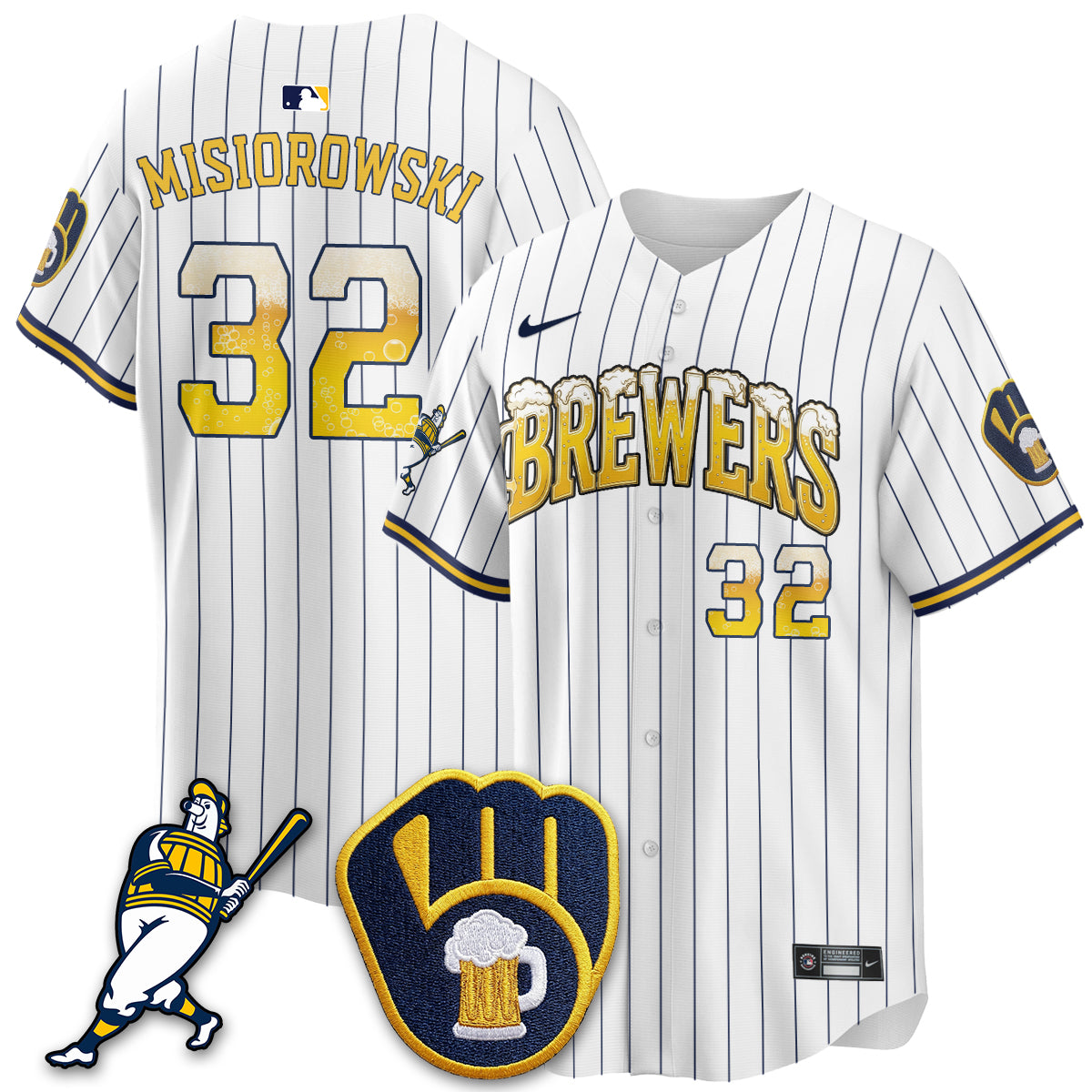 Milwaukee Brewers "Pitcher & Pint" Edition Vapor Limited Jersey - Stitched