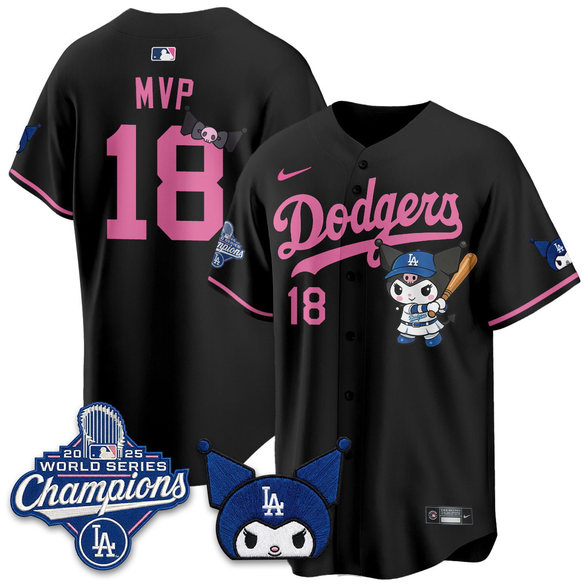 Los Angeles Dodgers Kuromi Edition Vapor Jersey - Stitched