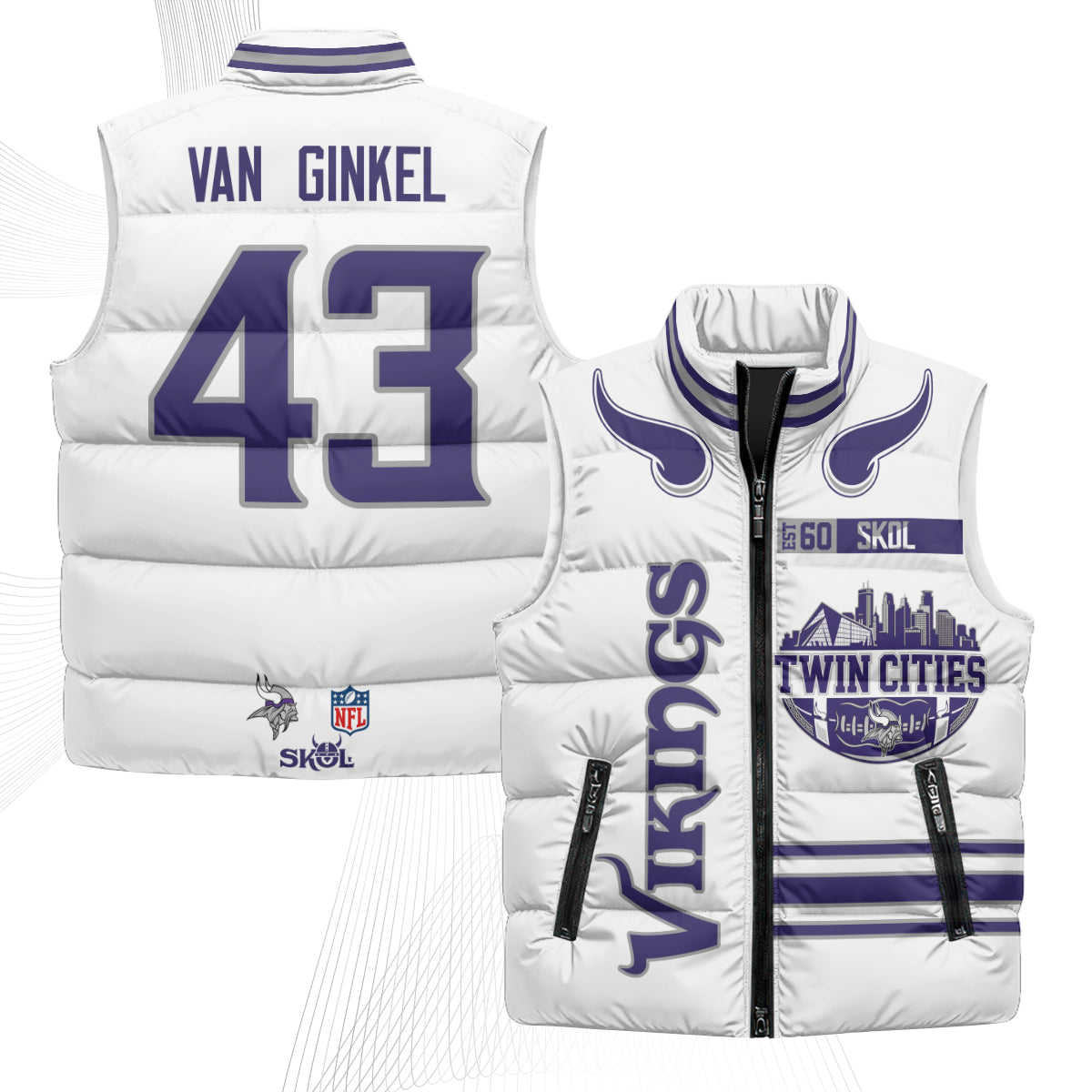 Minnesota Vikings Twin City Puffer Vest - Printed