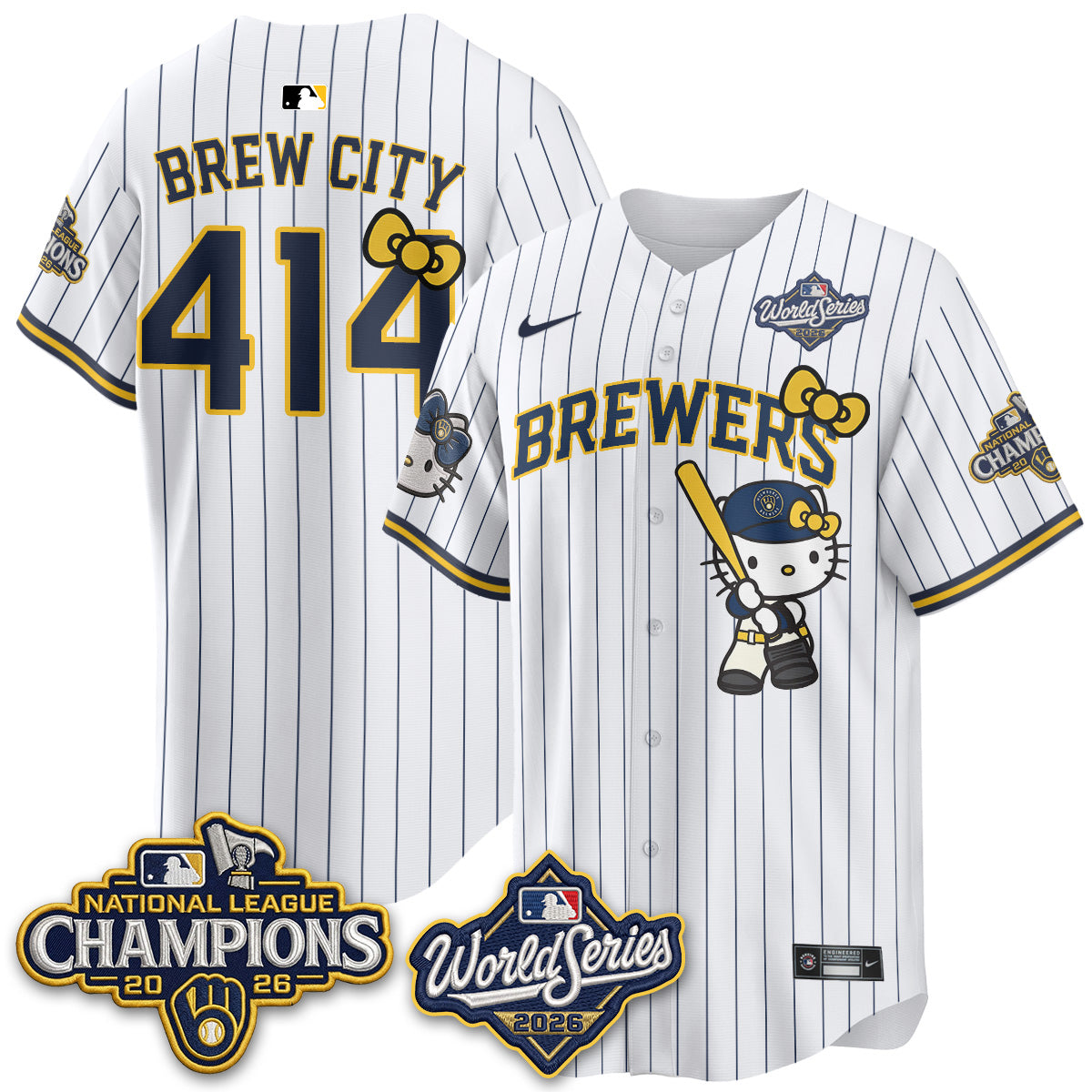Milwaukee Brewers 2026 NL Champions x Meow KT Vapor Jersey - Stitched