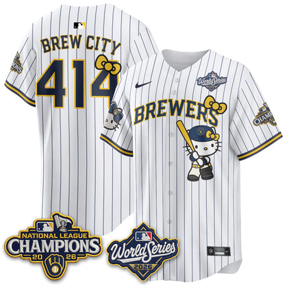 Milwaukee Brewers 2026 NL Champions x Meow KT Vapor Jersey - Stitched