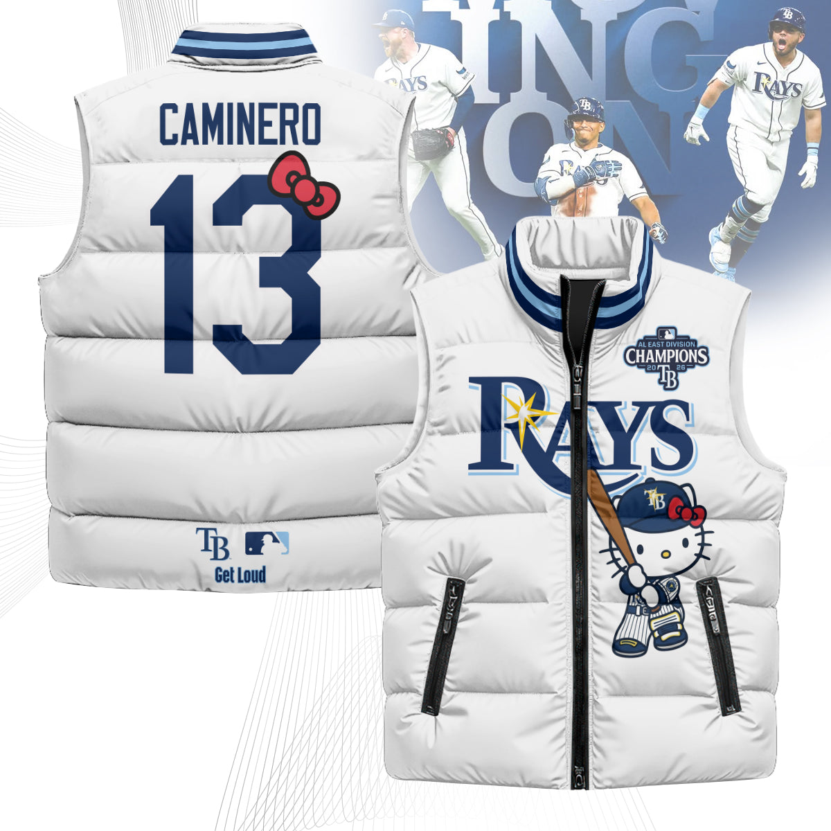 TB x Meow KT 2026 AL East Champs Puffer Vest - Printed